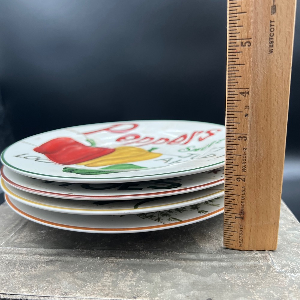 Sakura Table Farmstand Vegetables Plates Set 4 David Carter Brown Stoneware 8" - Picture 8 of 8